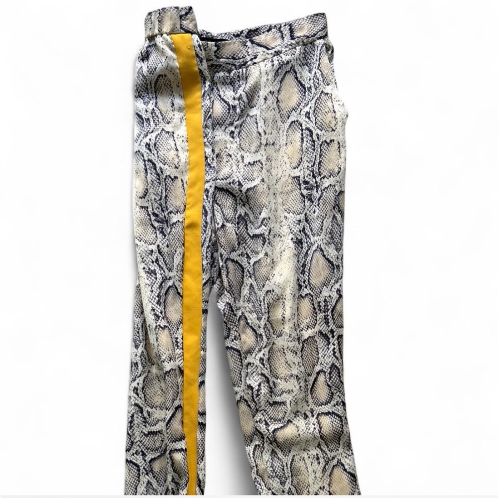 Zara Snakeskin Print Joggers with Yellow Stripe